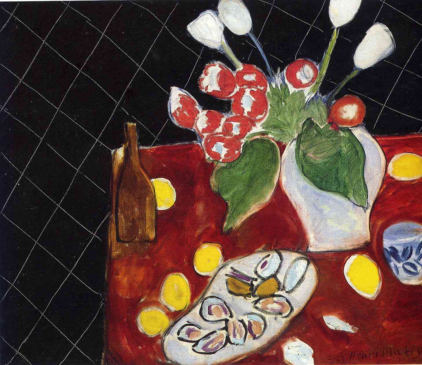 Henri Matisse - Tulips and oysters on a black background 1943